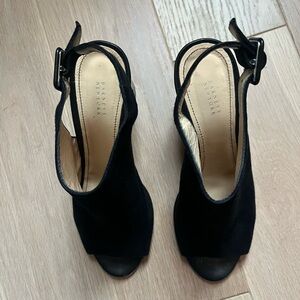 Barneys New York Black Peep-Toe Heels